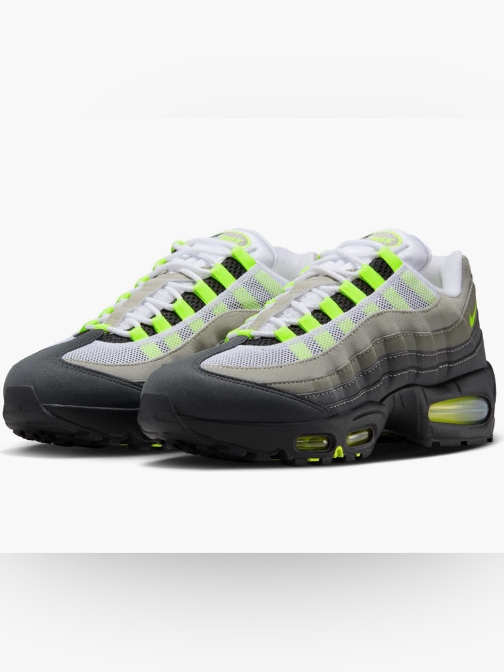 Nike Air Max 95 in White, Gray & Neon Green